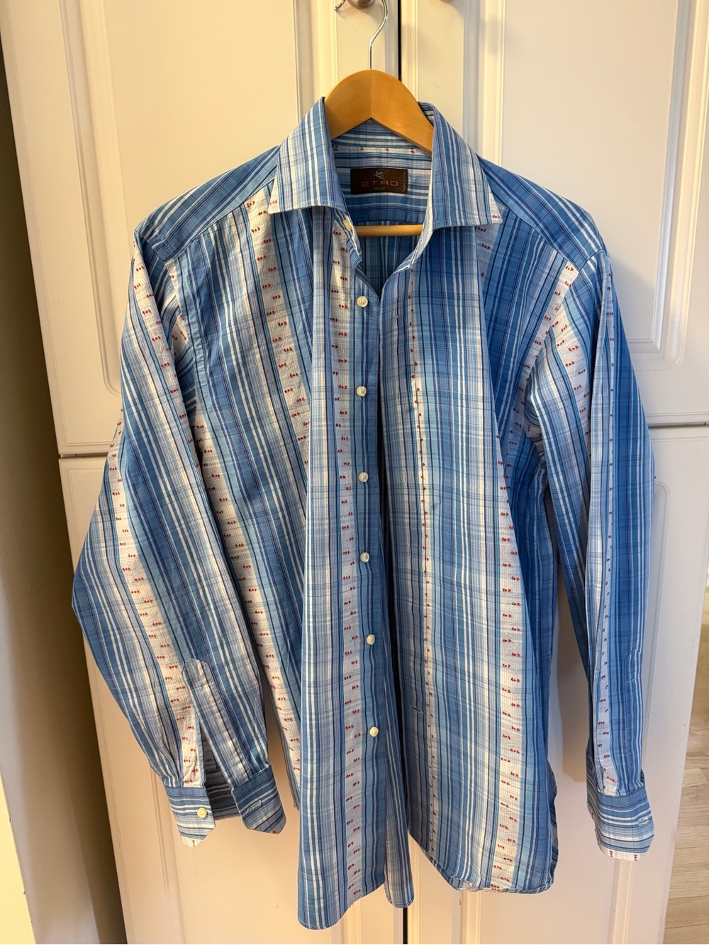 Etro Blue & White Striped Men's Dress Shirt
